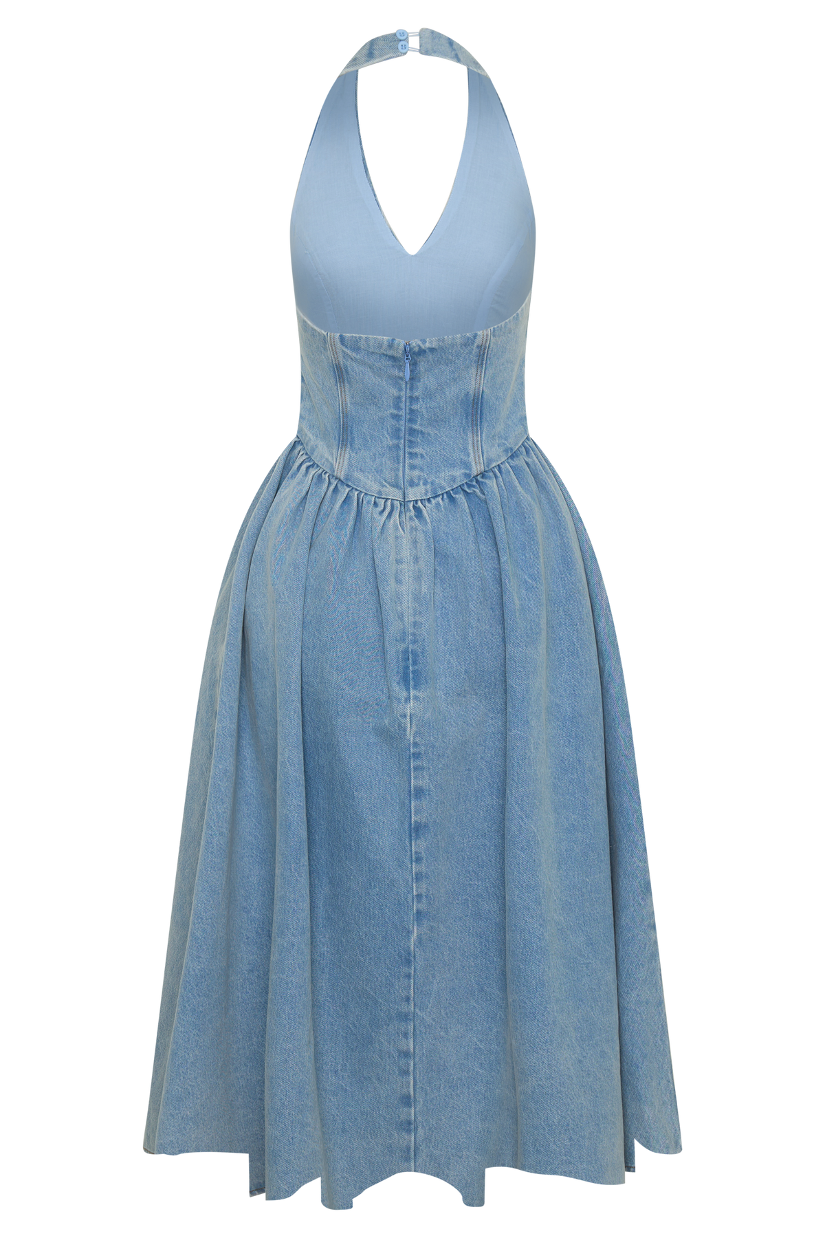Miller Denim Halter Midi Dress - Classic Blue