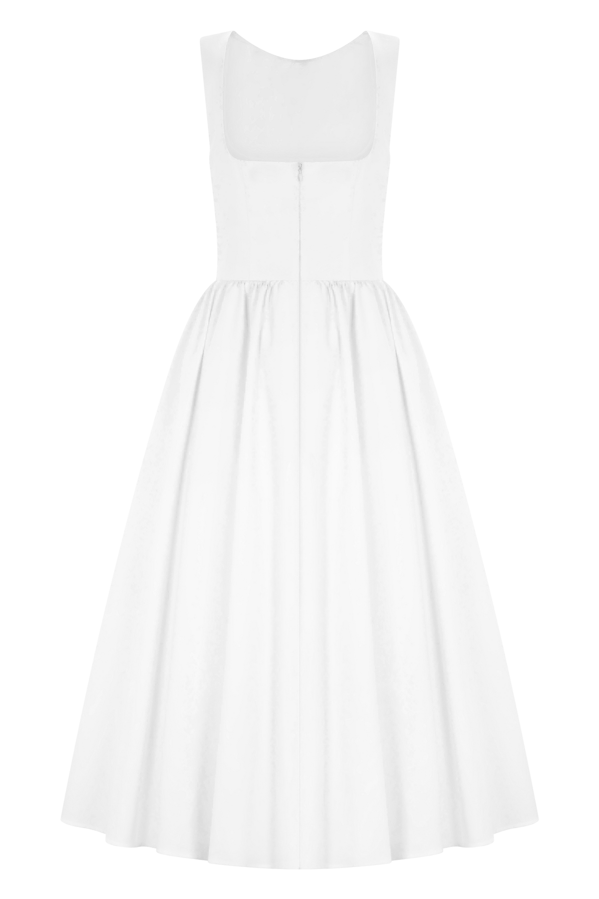 Monika Gathered Waist Cotton Midi Dress - White