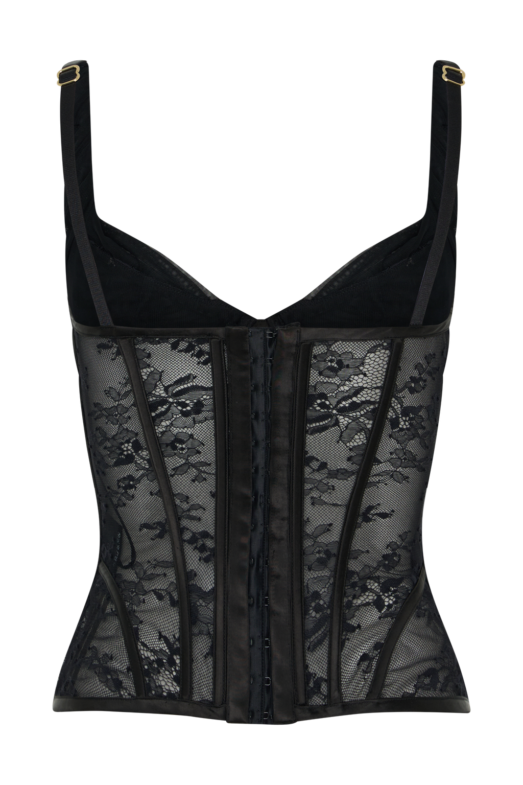 Nadia Tulle Boned Corset - Black