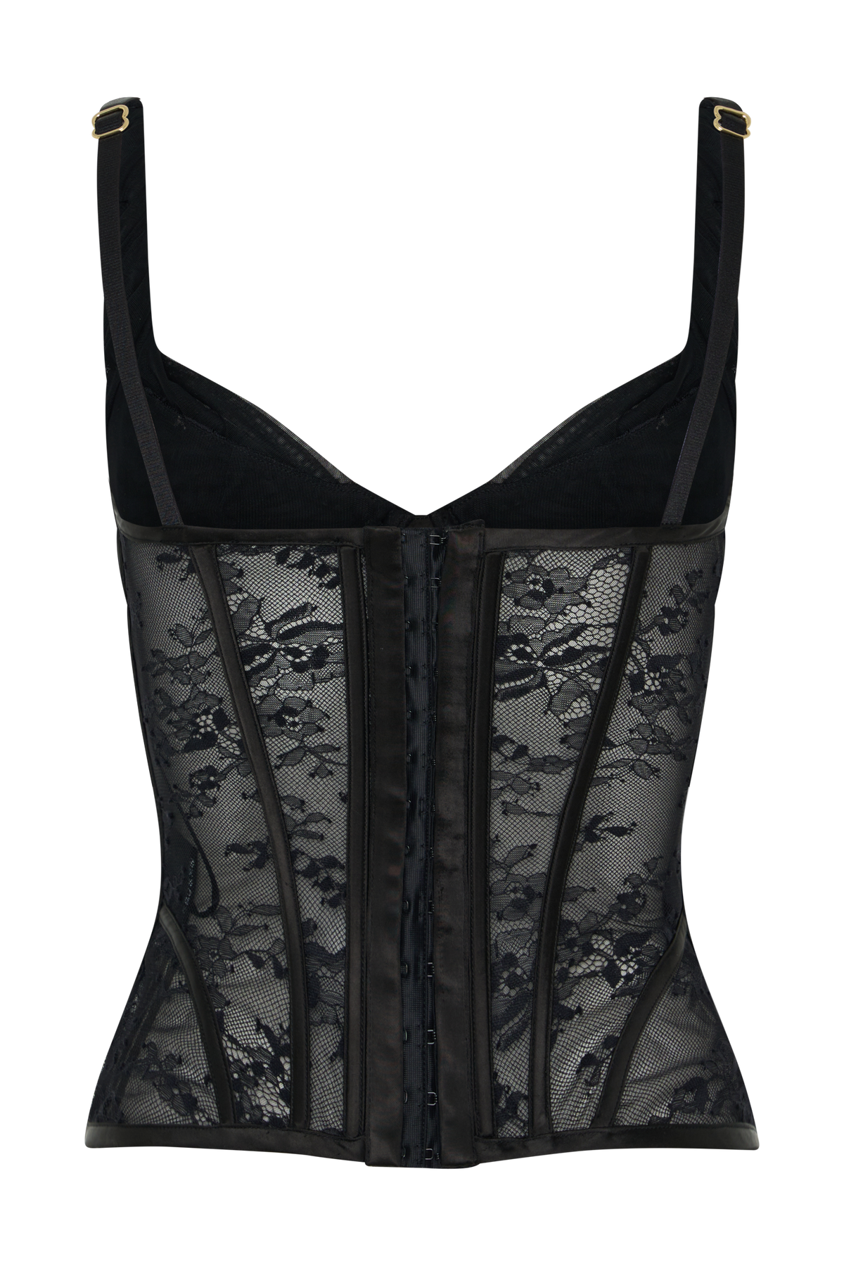 Nadia Tulle Boned Corset - Black