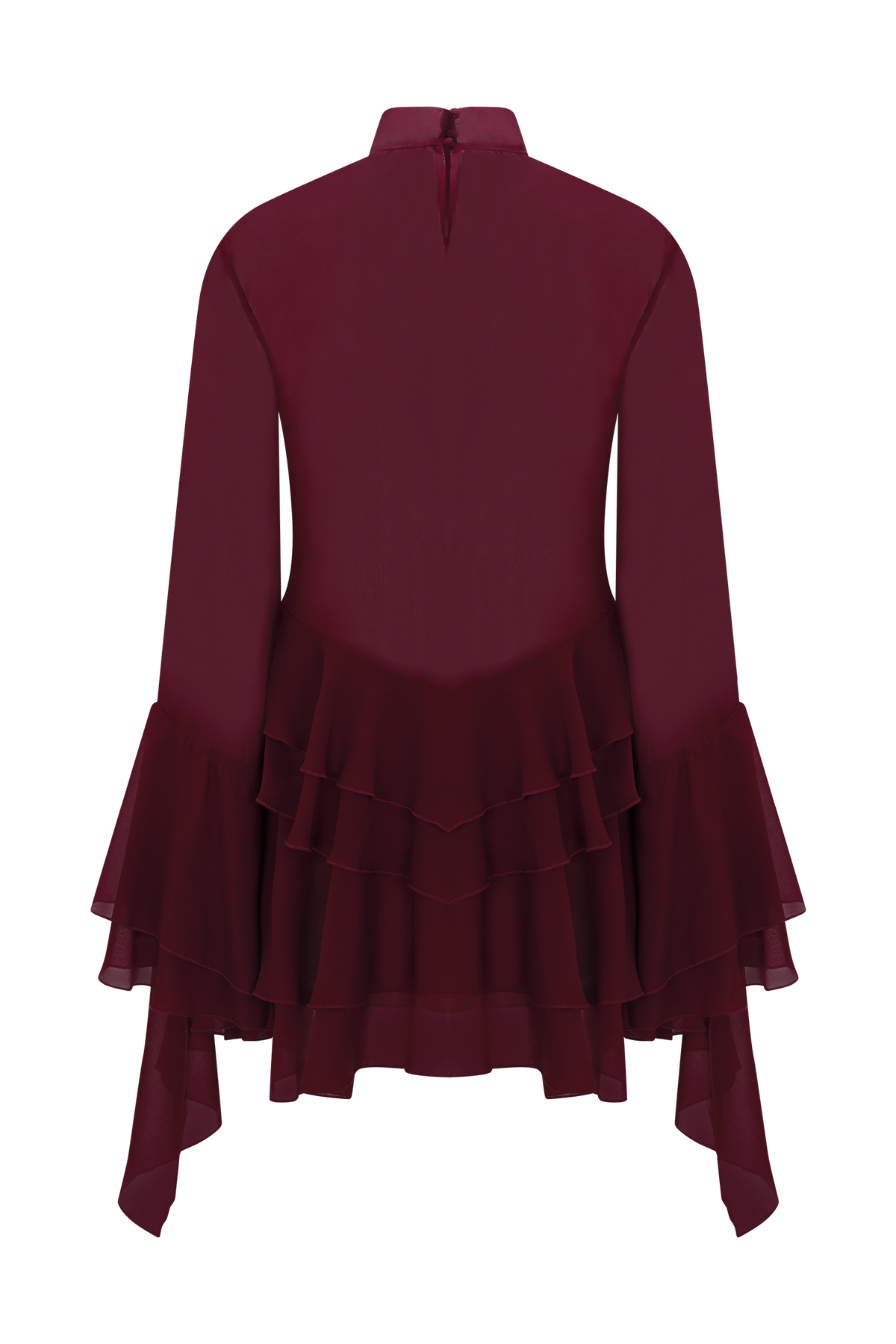Nimah Chiffon Ruffle Mini Dress - Wine