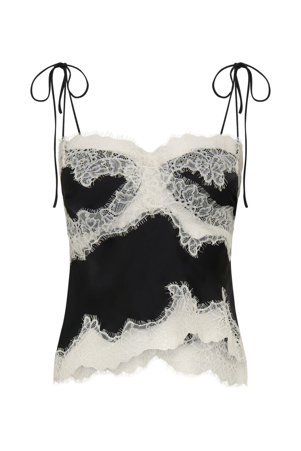 Nina Satin And Lace Camisole - Black/Ivory