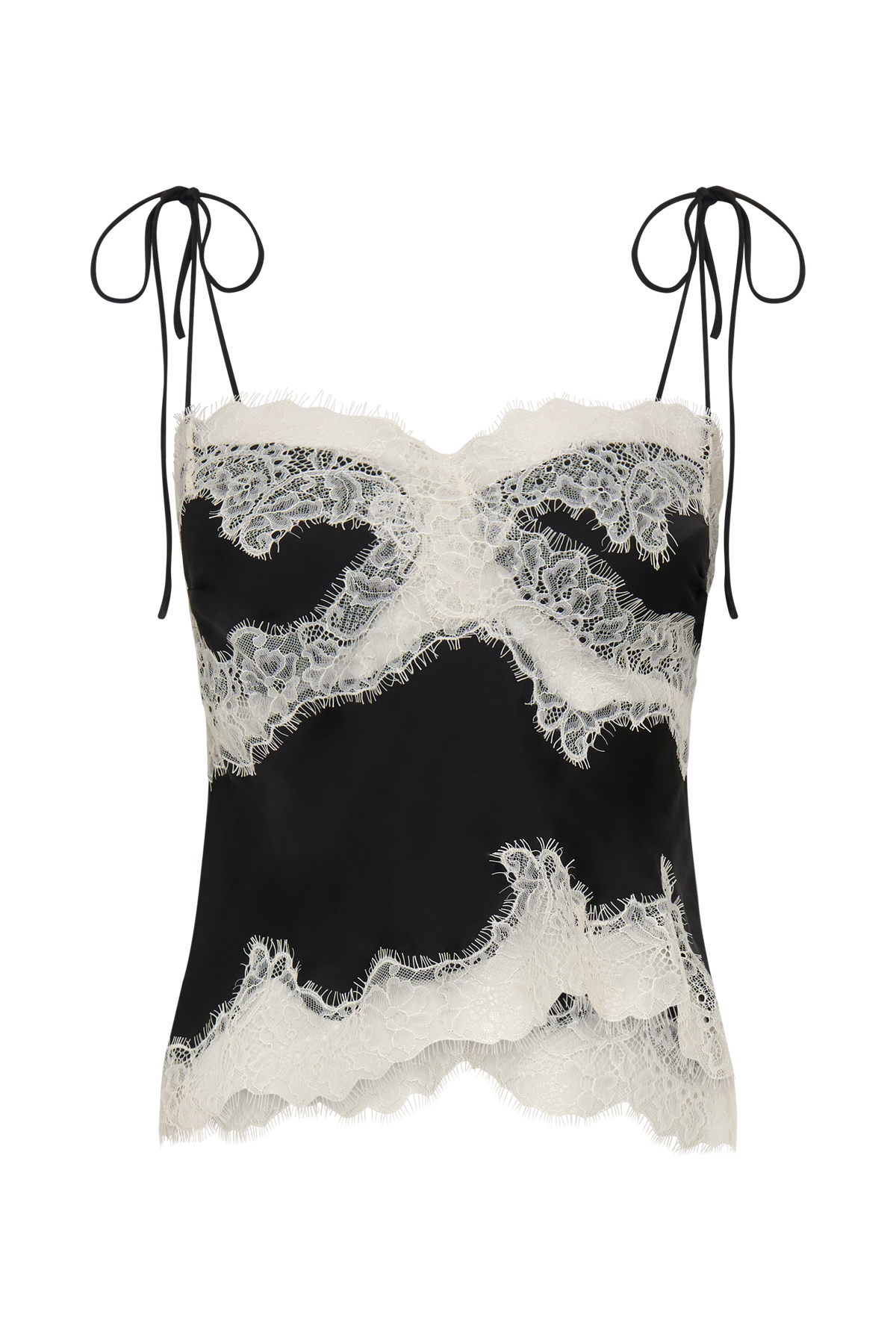 Nina Satin And Lace Camisole - Black/Ivory