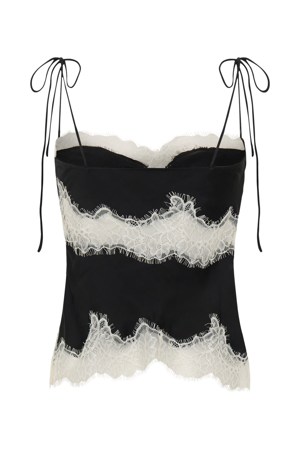 Nina Satin And Lace Camisole - Black/Ivory