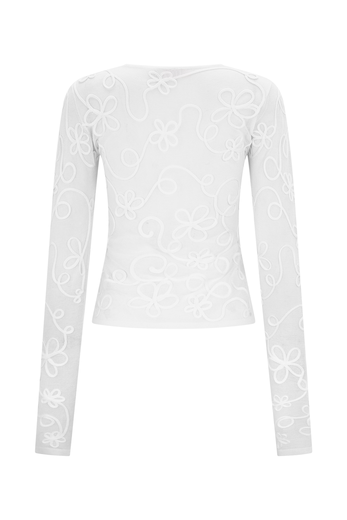 Omari Embroidery Long Sleeve Knit Top - Ivory