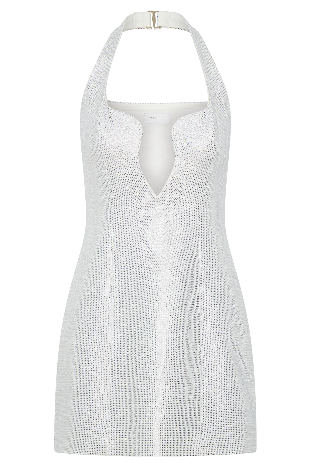 Raina Diamante Halter Mini Dress - White