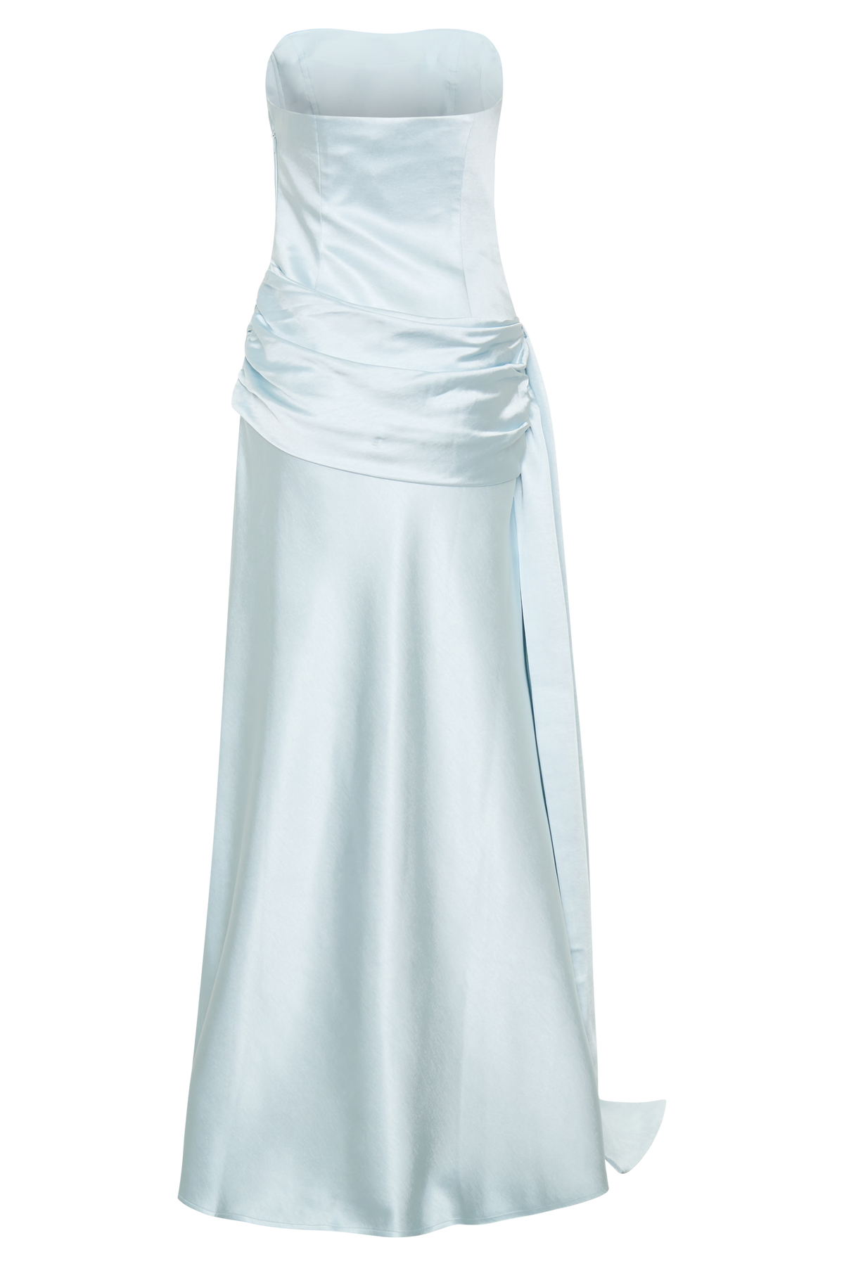 Sarah Strapless Maxi Dress With Waist Tie - Ice Blue