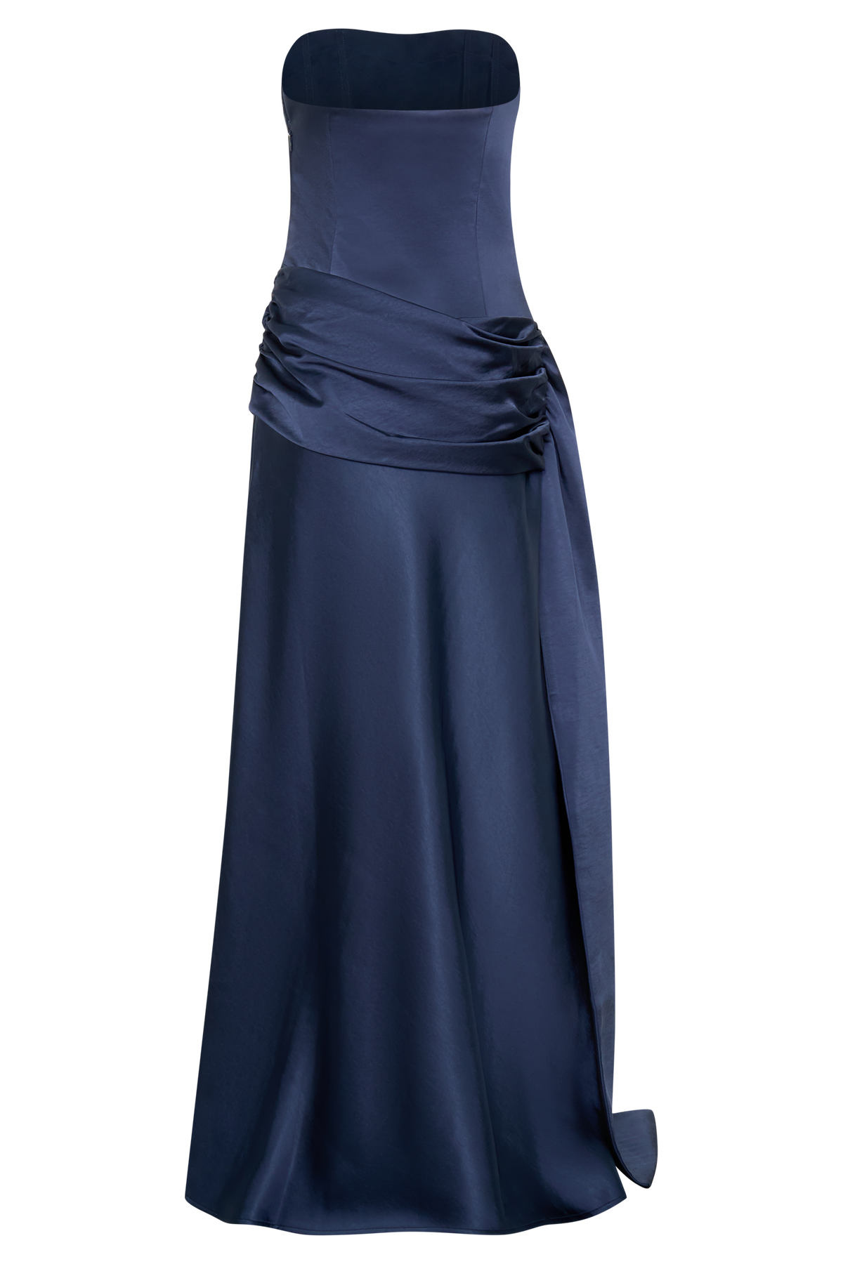 Sarah Strapless Maxi Dress With Waist Tie - Navy