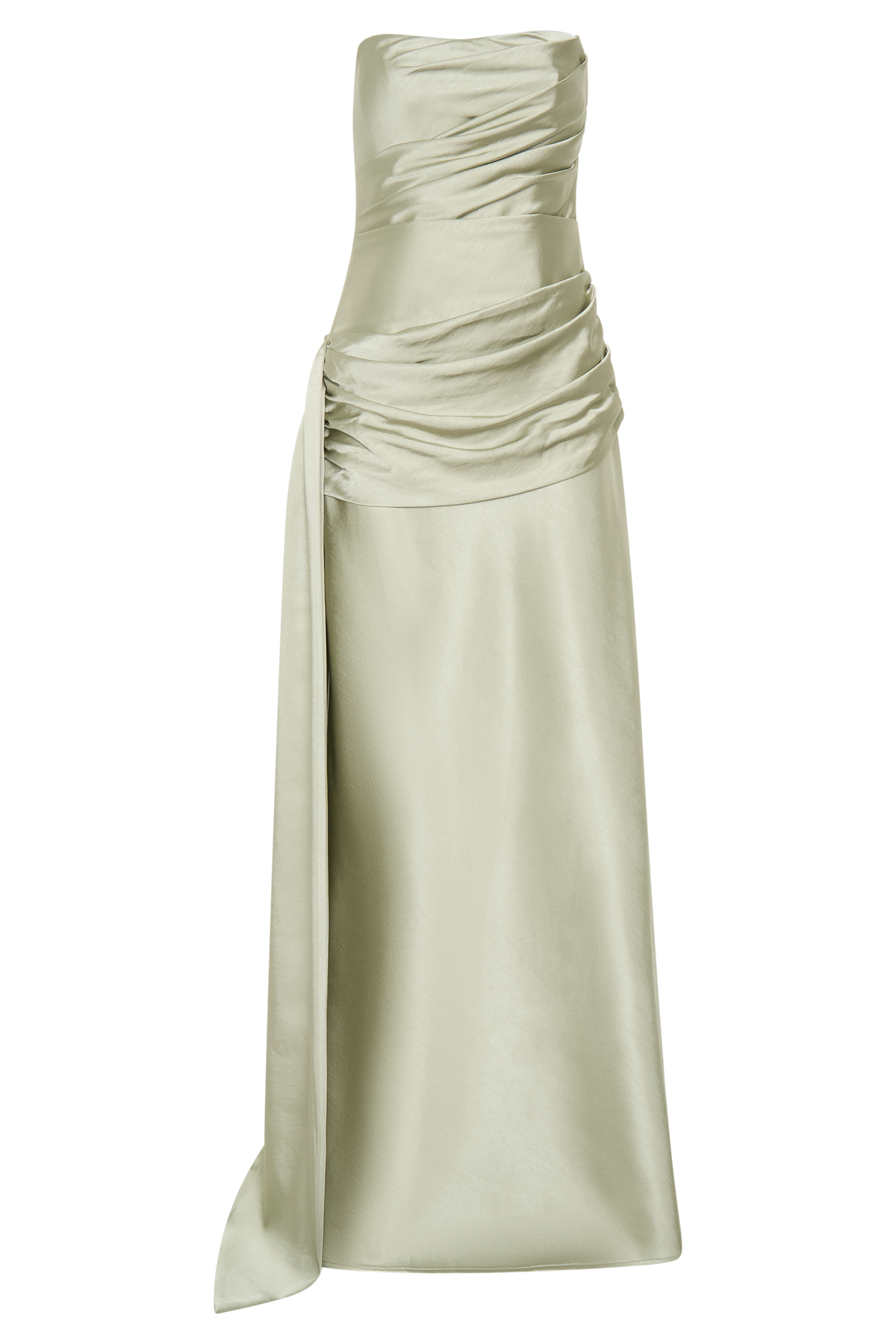 Sarah Strapless Maxi Dress With Waist Tie - Sage