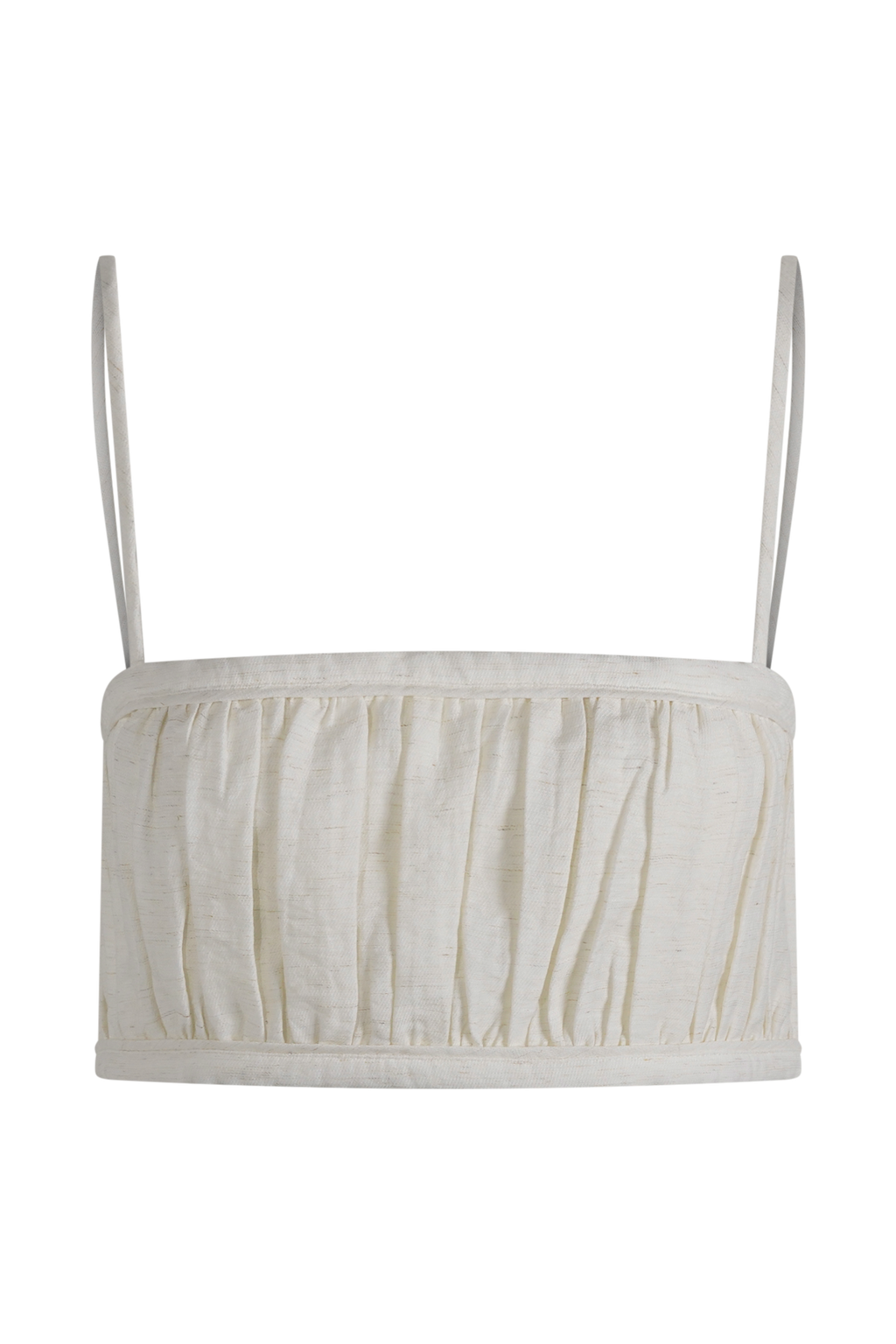 Scottie Shirred Linen Bandeau - Oat Marle