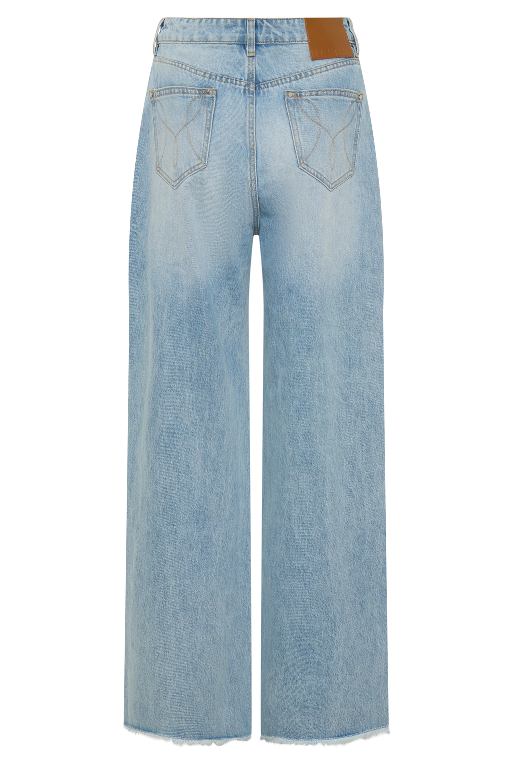 Sebastian Straight Leg Denim Jeans With Fray Hem - Washed Light Blue