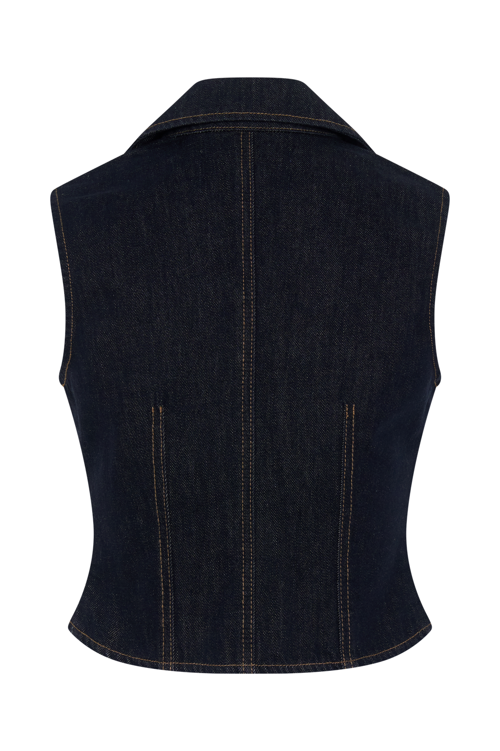 Shona Denim Vest With Decorative Buttons - Washed Indigo Blue