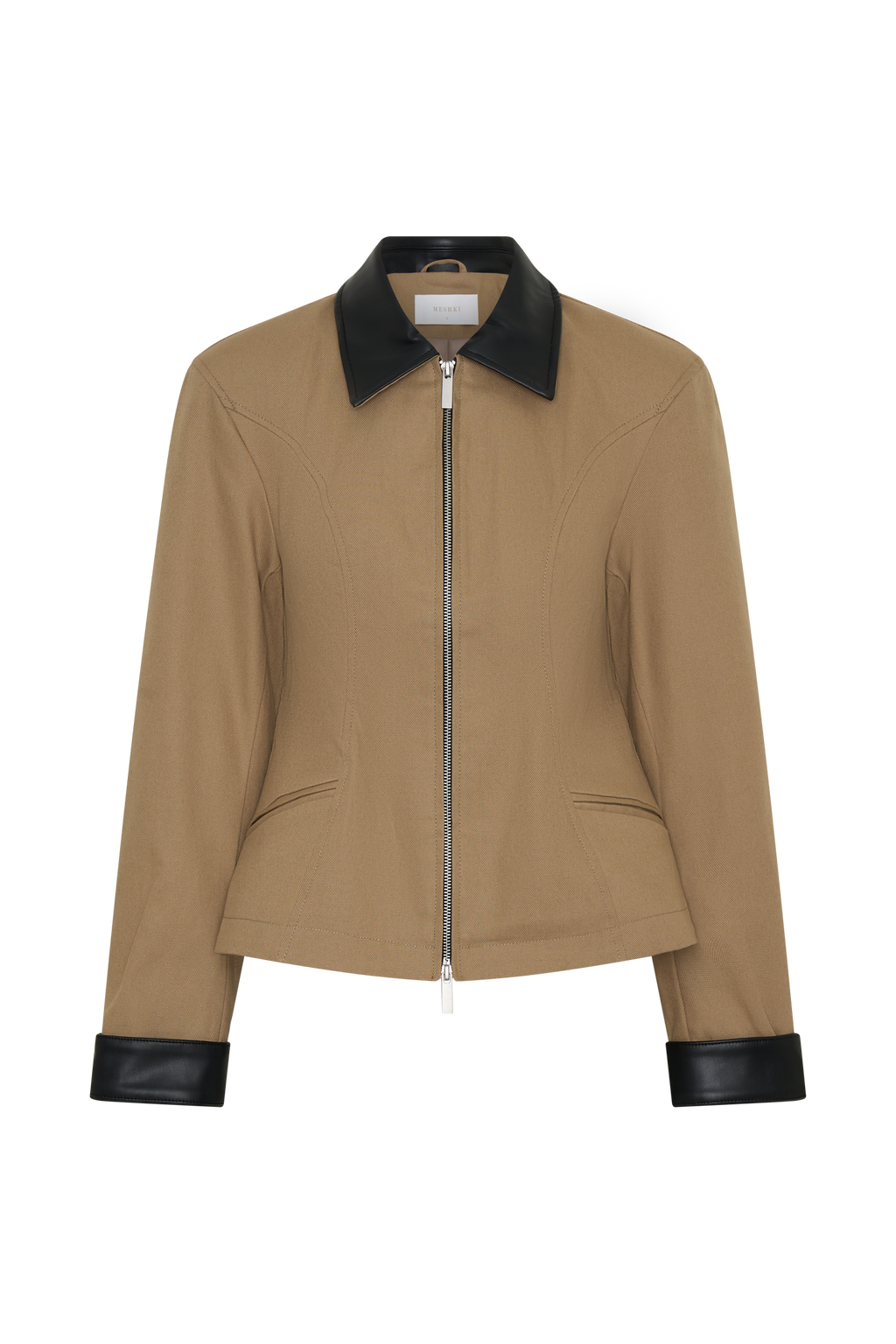 Solange Zip Up Collared Jacket - Natural
