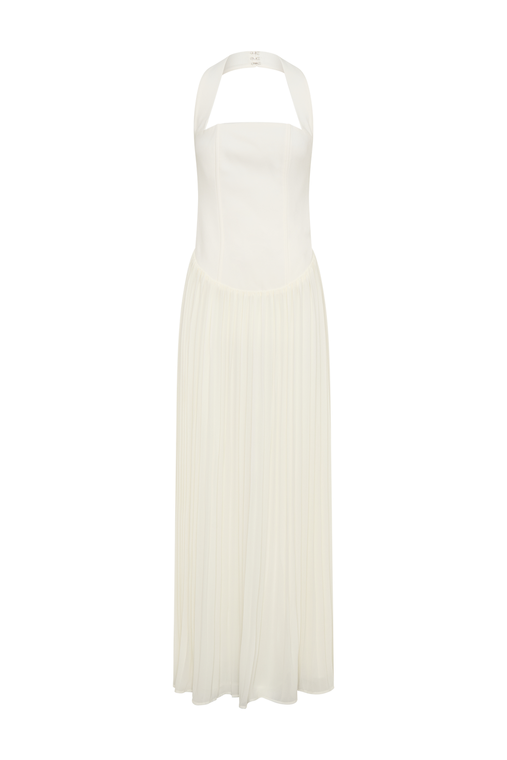 Stacie Pleated Halter Maxi Dress - Ivory