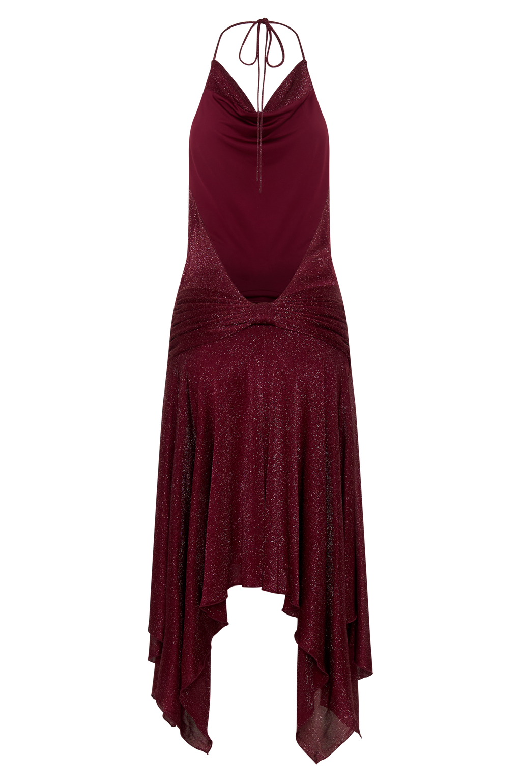 Sylvie Lurex Hankie Midi Dress - Wine