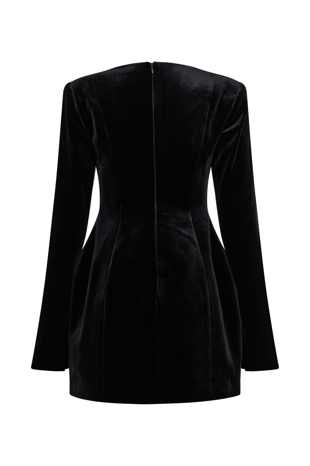 Trinity Abstract Neck Velvet Mini Dress - Black