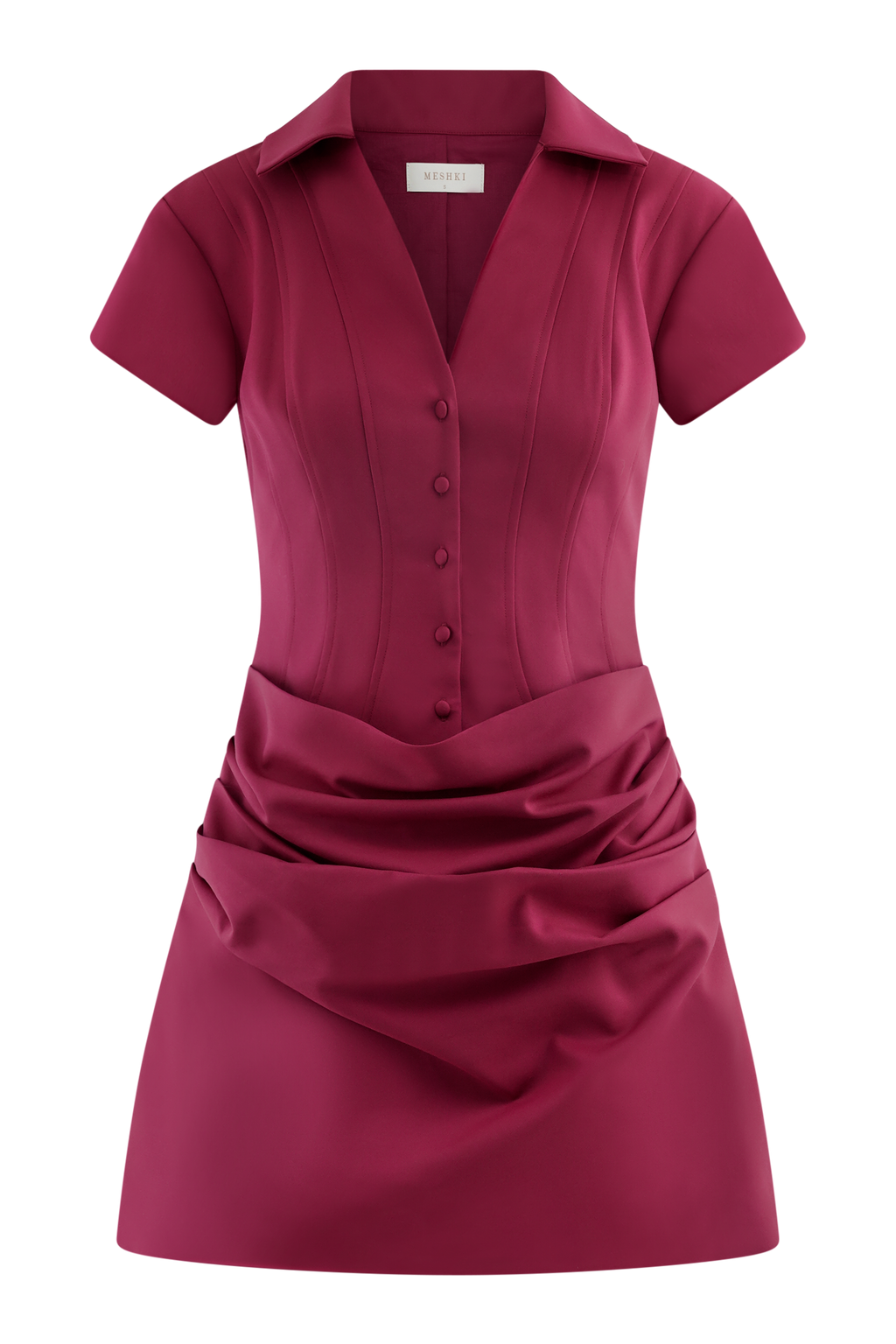 Tarryn Collared Cotton Mini Dress - Dragonfruit