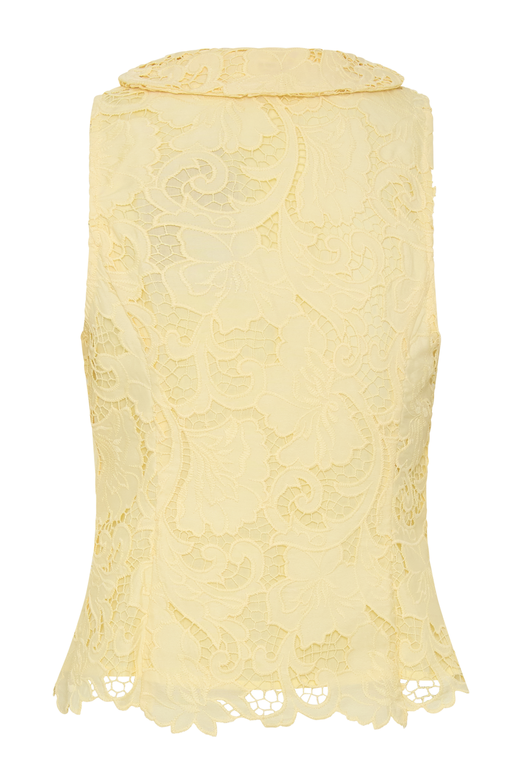 Tessa Broderie Tie Front Sleeveless Top - Lemon
