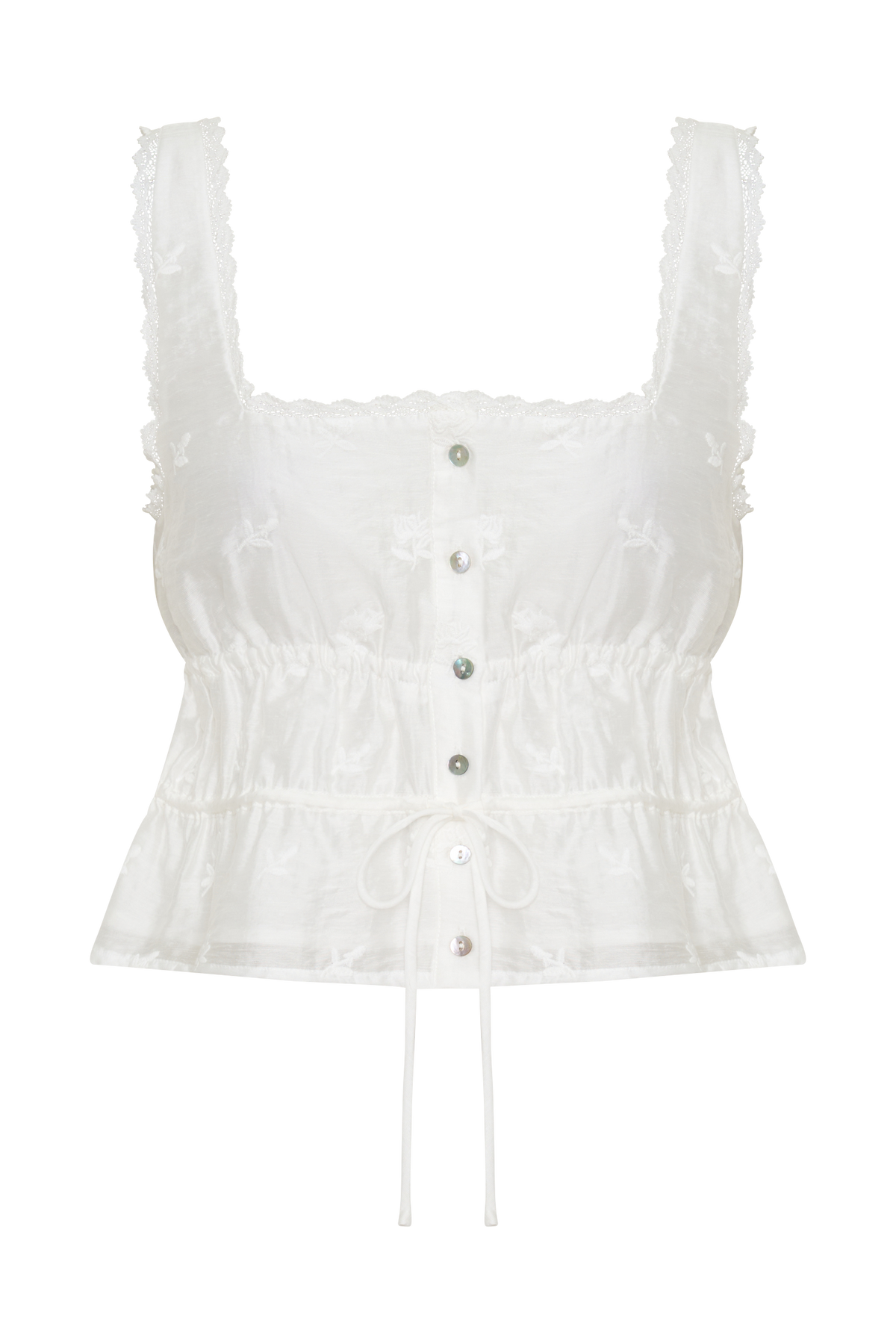 Vivian Embroidered Sleeveless Top - White