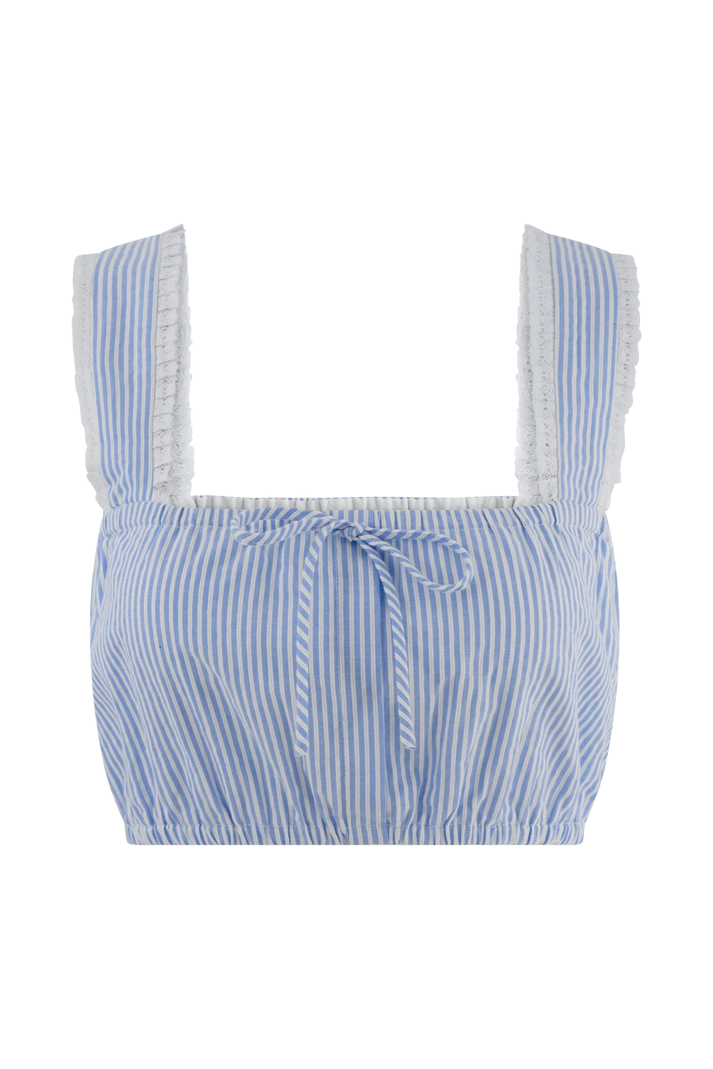 Gretel Sleeveless Crop Top - Blue Pinstripe
