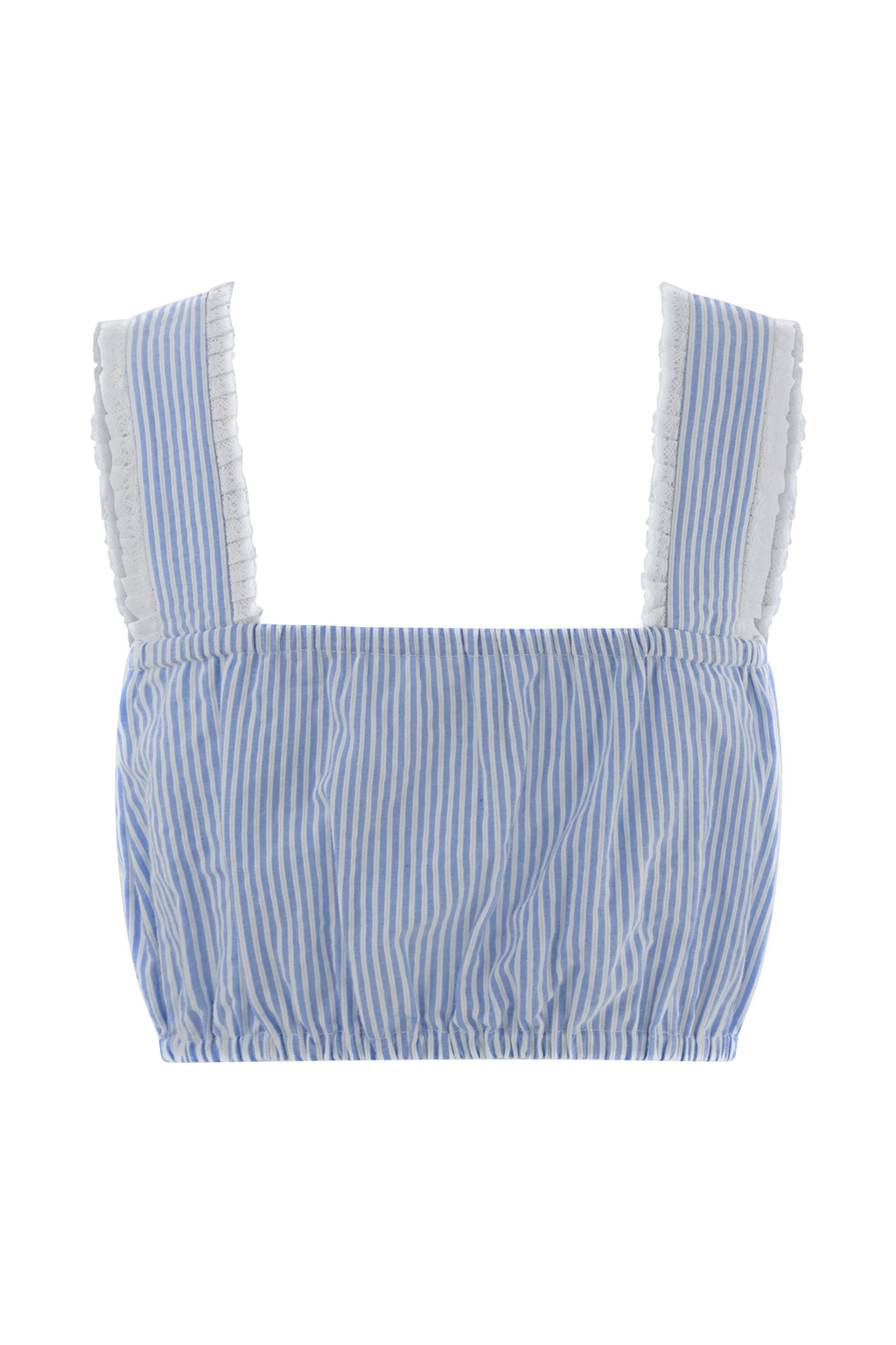 Gretel Sleeveless Crop Top - Blue Pinstripe