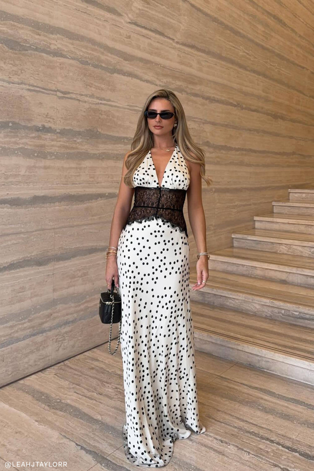 Dinah Lace And Satin Maxi Dress - Polkadot