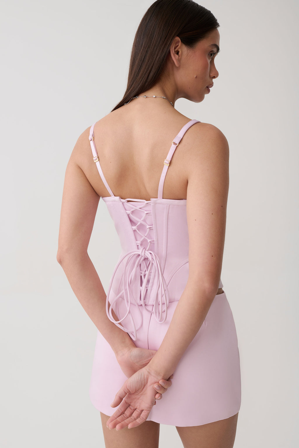 Melina Satin Peplum Corset Top - Pink