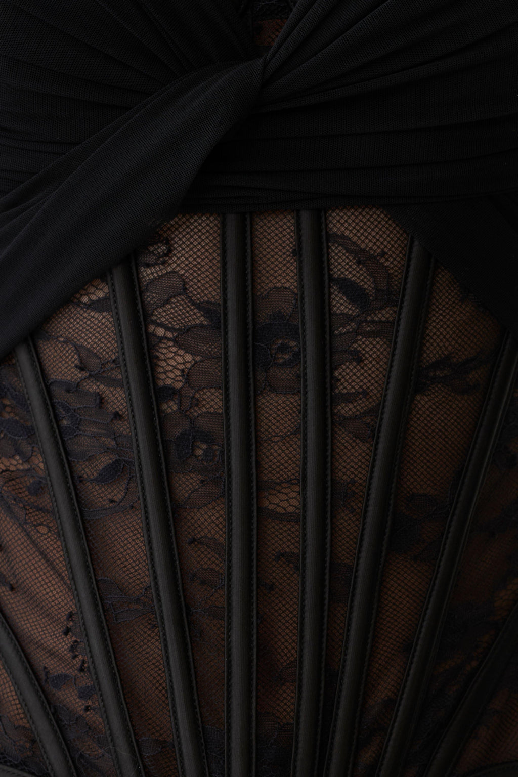 Nadia Tulle Boned Corset - Black
