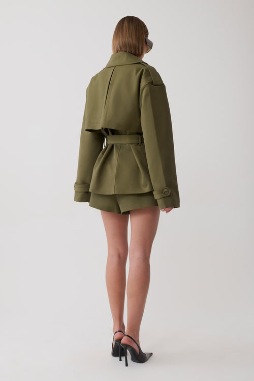 Alden Short Trench Jacket - Olive
