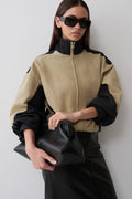 Lizzie Funnel Neck Bomber Jacket - Sage/Black