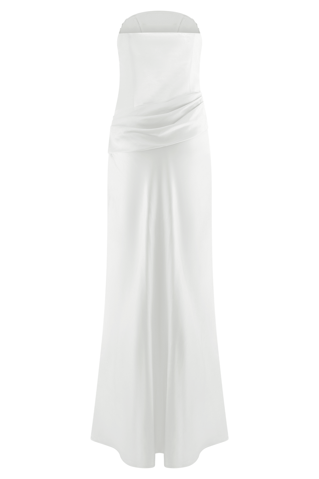 Jasmine Strapless Satin Maxi Dress - White
