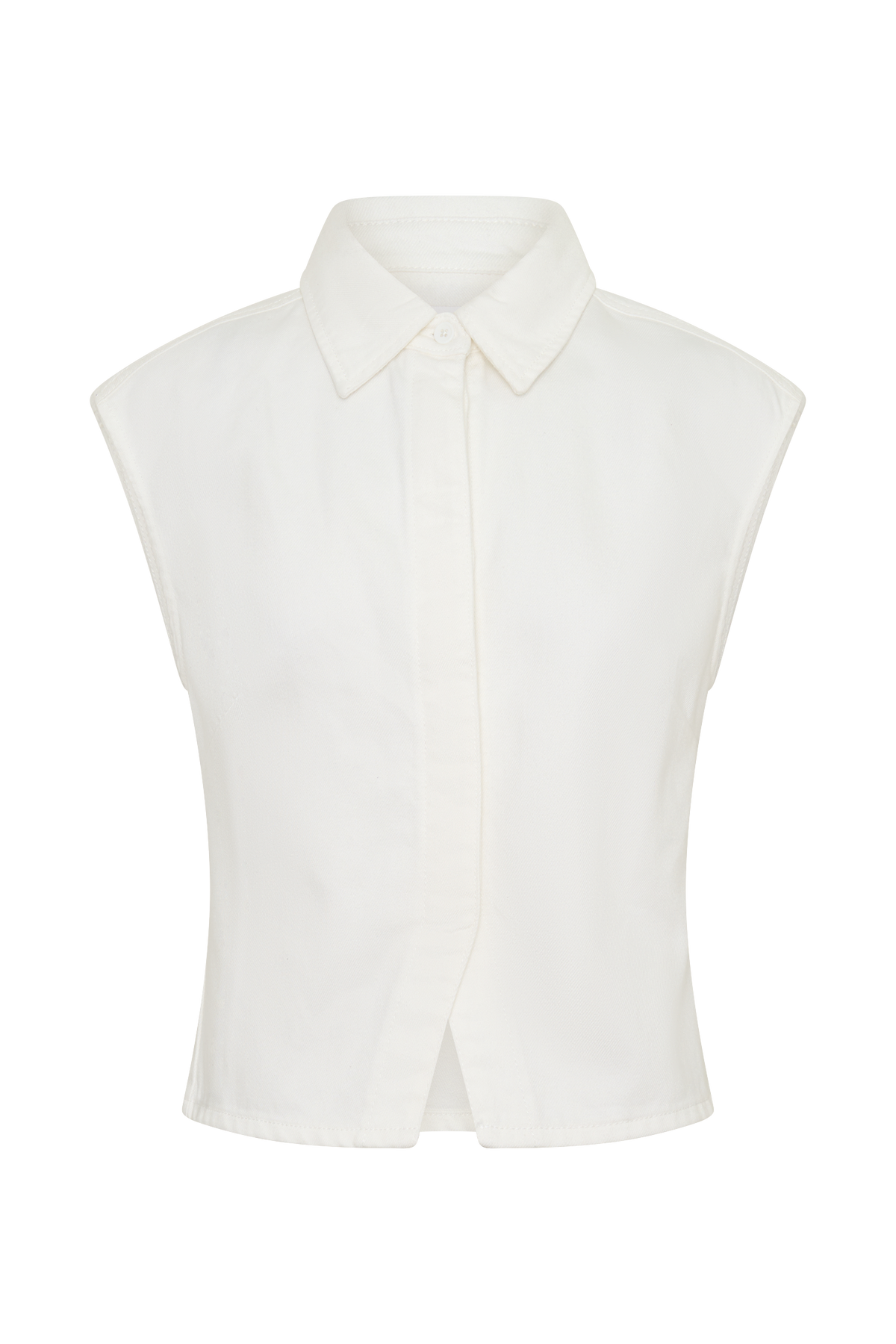 Jeremy Collared Denim Longline Top - White