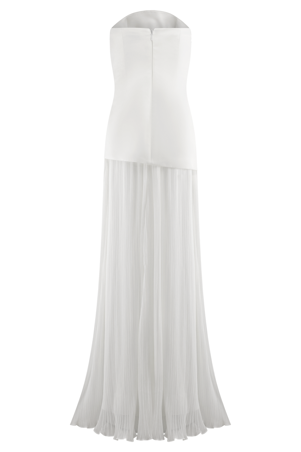 Juno Strapless Pleated Maxi Gown - White