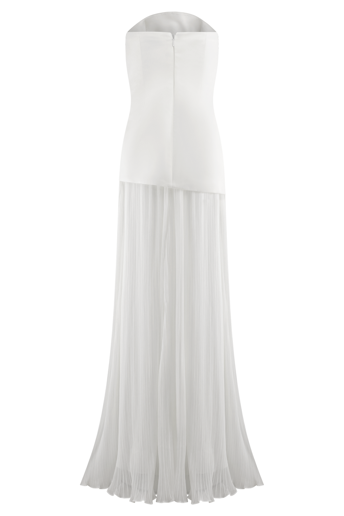 Juno Strapless Pleated Maxi Gown - White