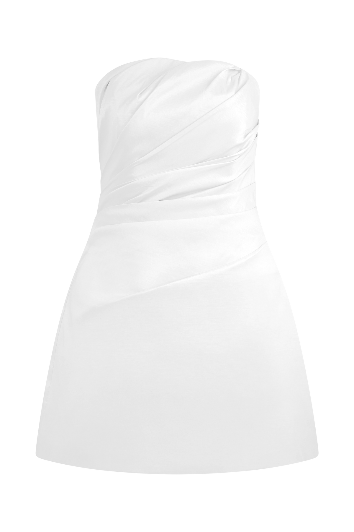 Leslie Gathered Taffeta Mini Dress - White