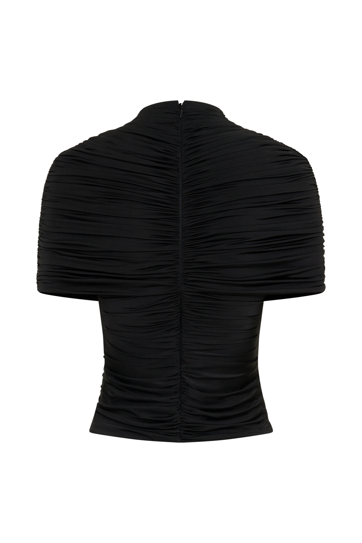Linh Slinky High Neck Gathered Top - Black