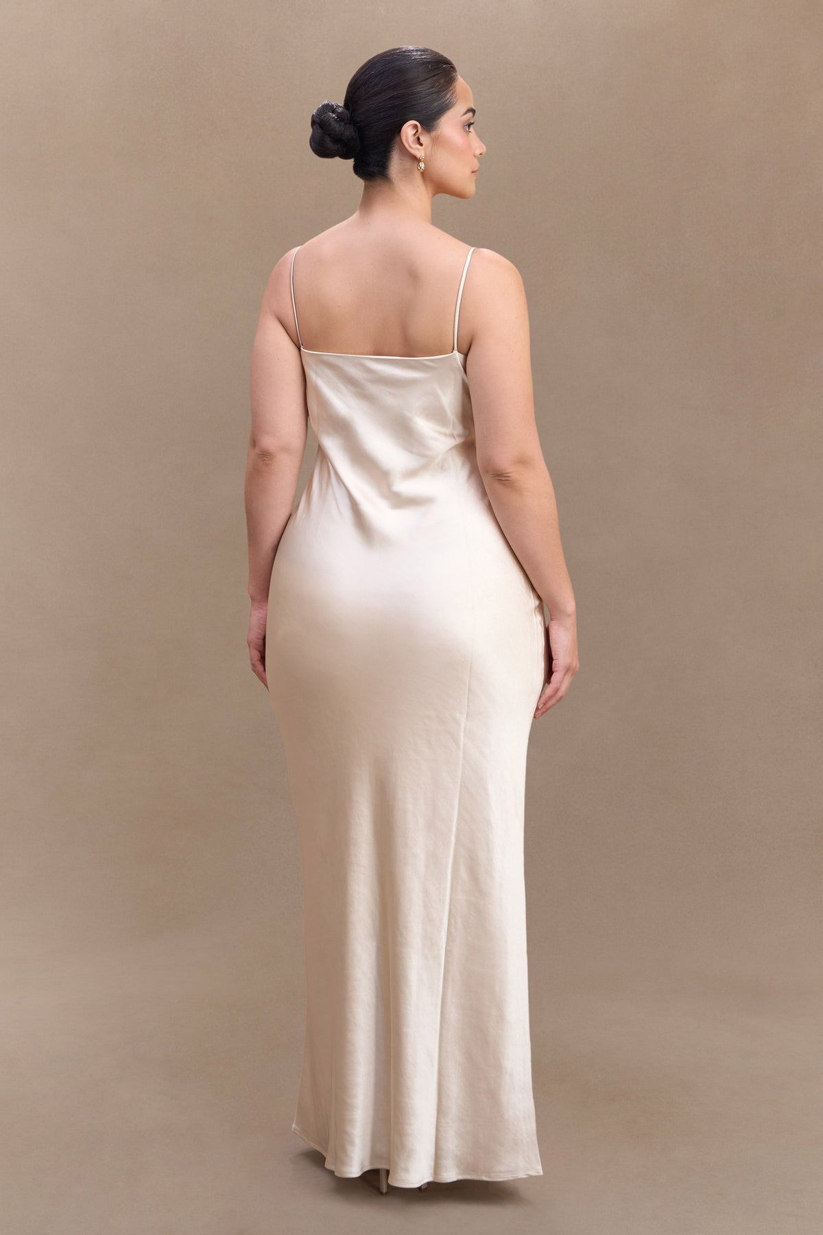 Lilly Sweetheart Satin Maxi Dress - Blush Gold