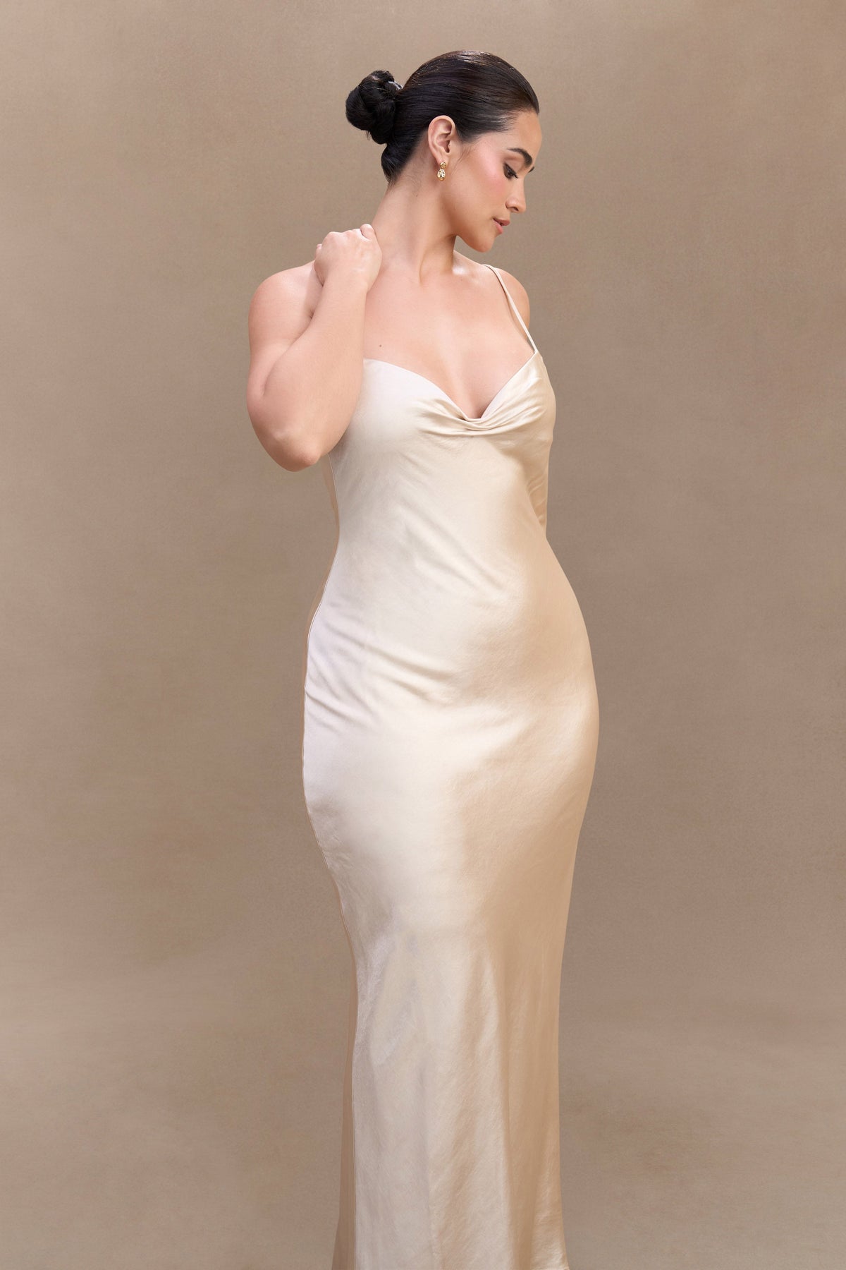 Lilly Sweetheart Satin Maxi Dress - Blush Gold