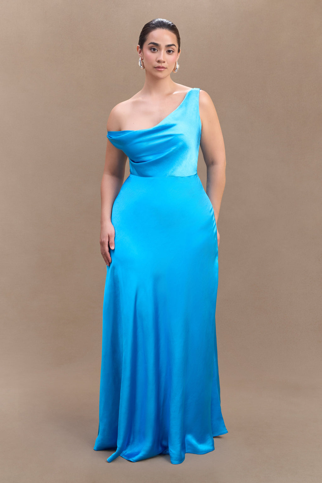 Jacinta One Shoulder Maxi Dress - Cyan Blue