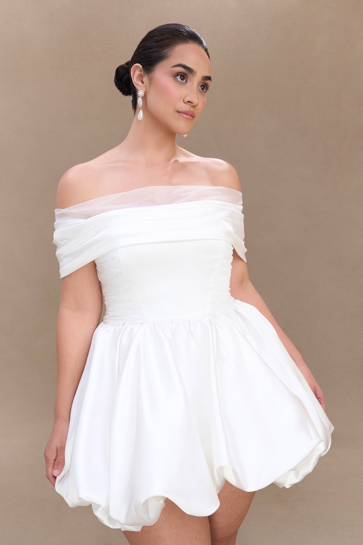 Lauretta Off Shoulder Mini Dress - White
