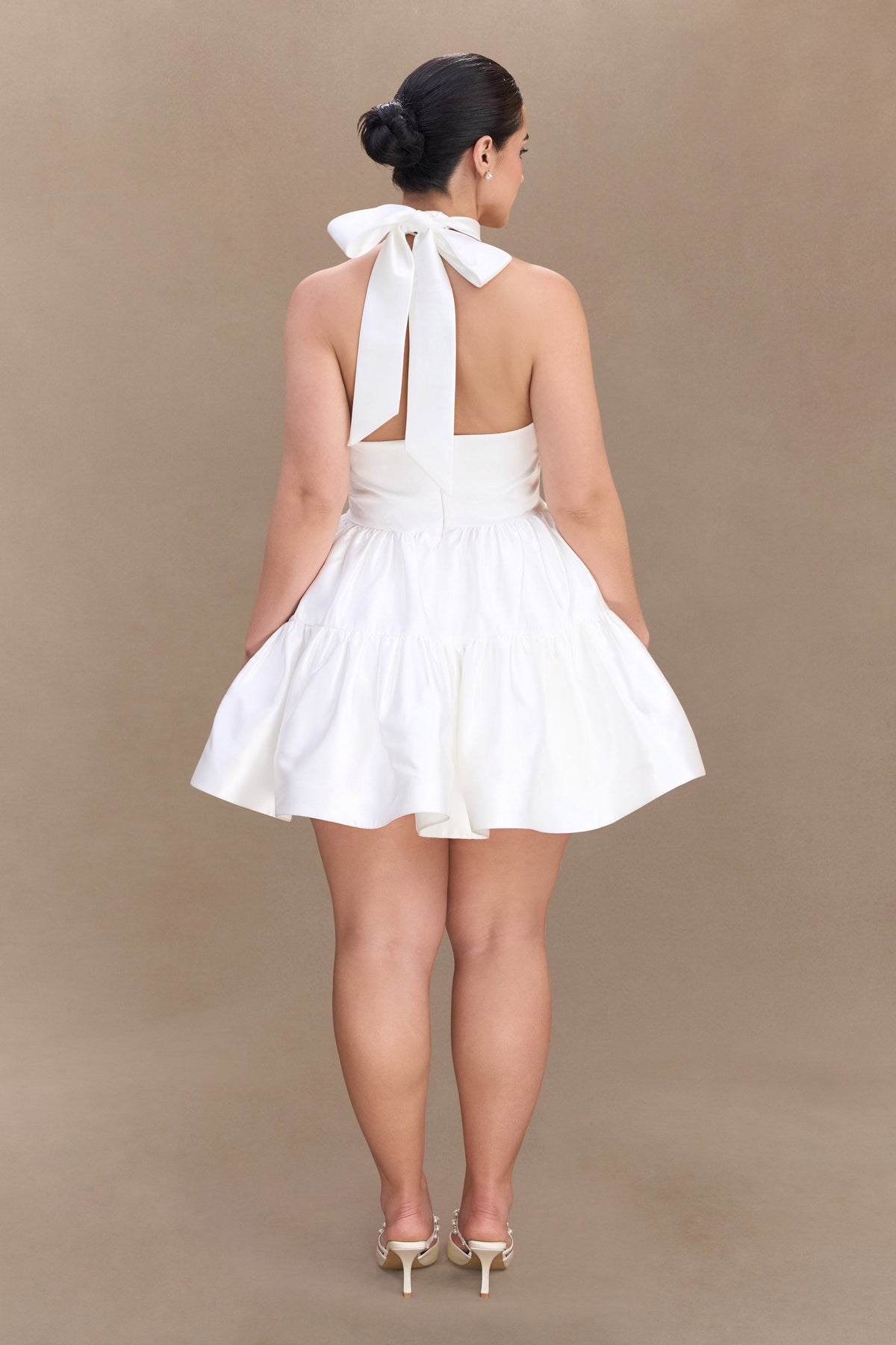 Dorota Satin Halter Mini Dress - White