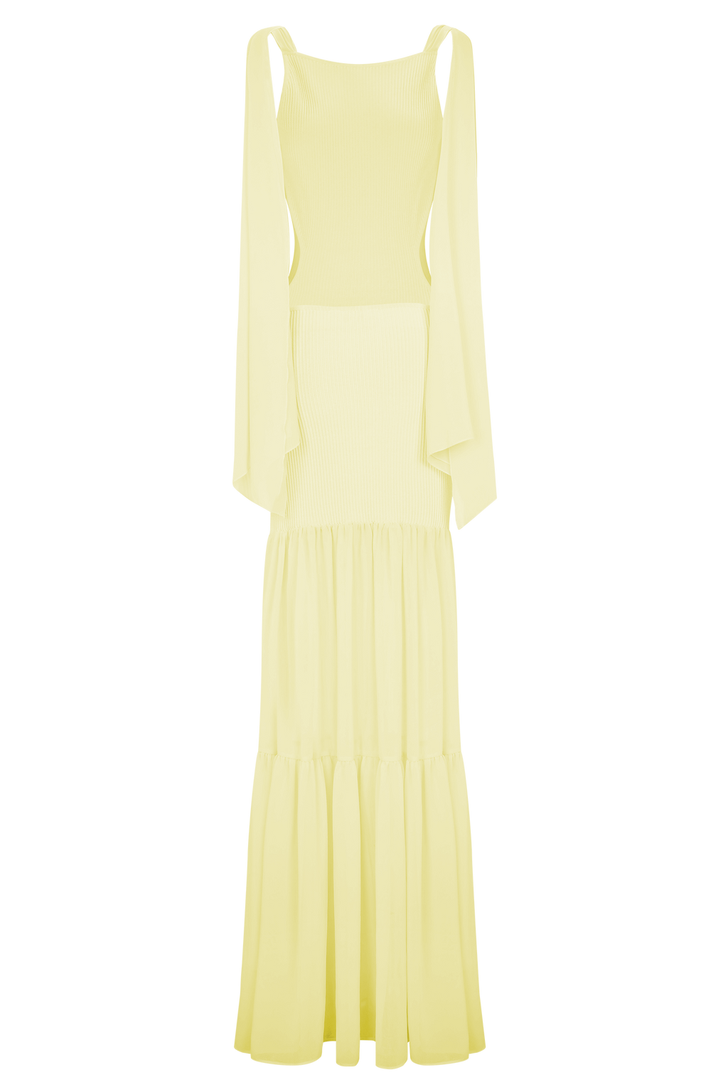Haille Knit Chiffon Maxi Dress - Lemon