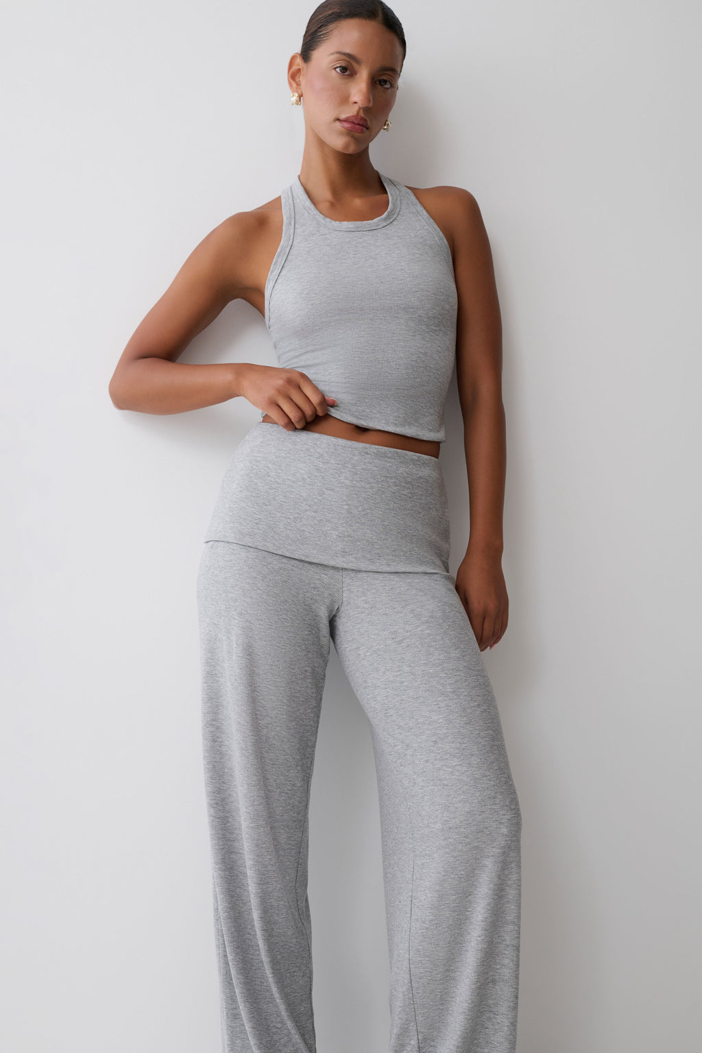 Evadne Elasticated Pants - Grey Marle