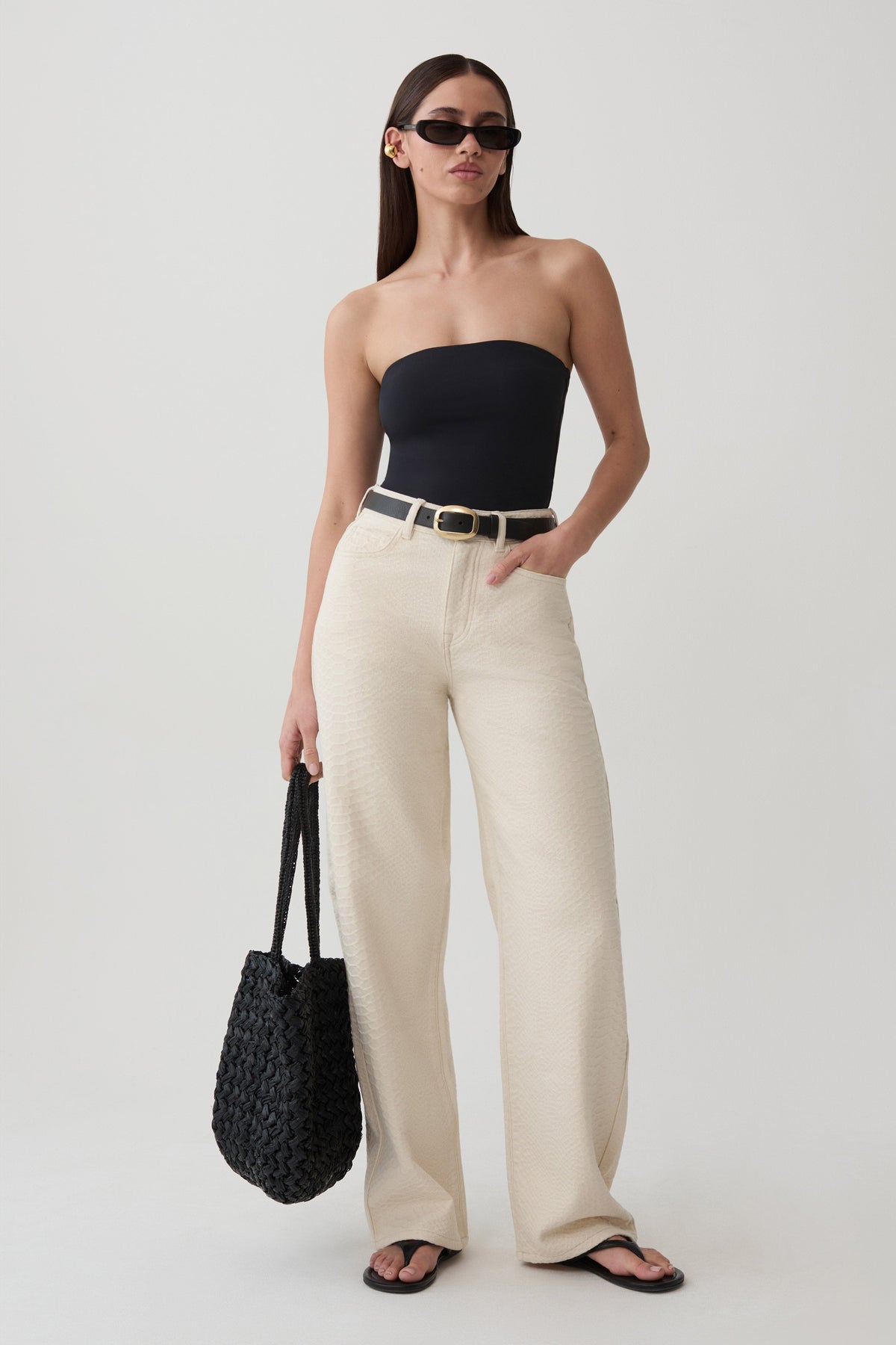 Bronte Straight Leg Denim Jeans - Neutral Snake