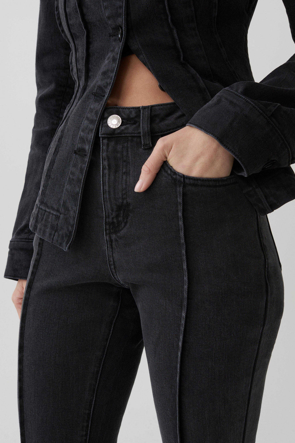 Katerinna Flare Denim Jeans - Washed Black
