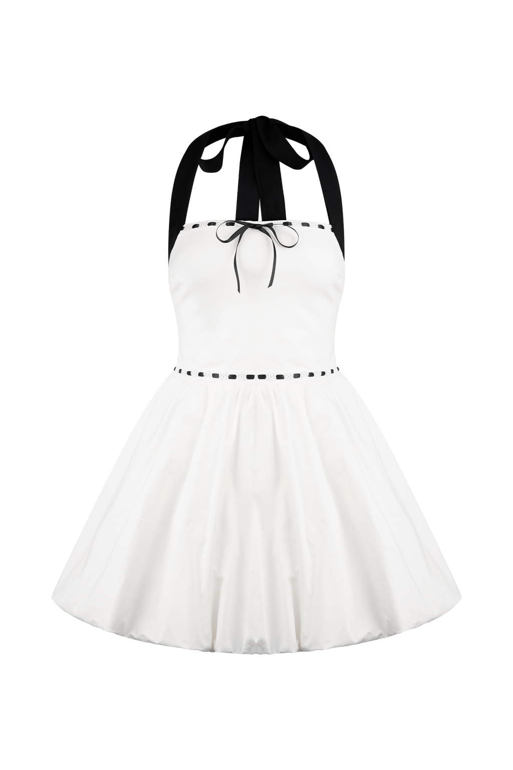 Queenie Halter Bubble Mini Dress - Black/White