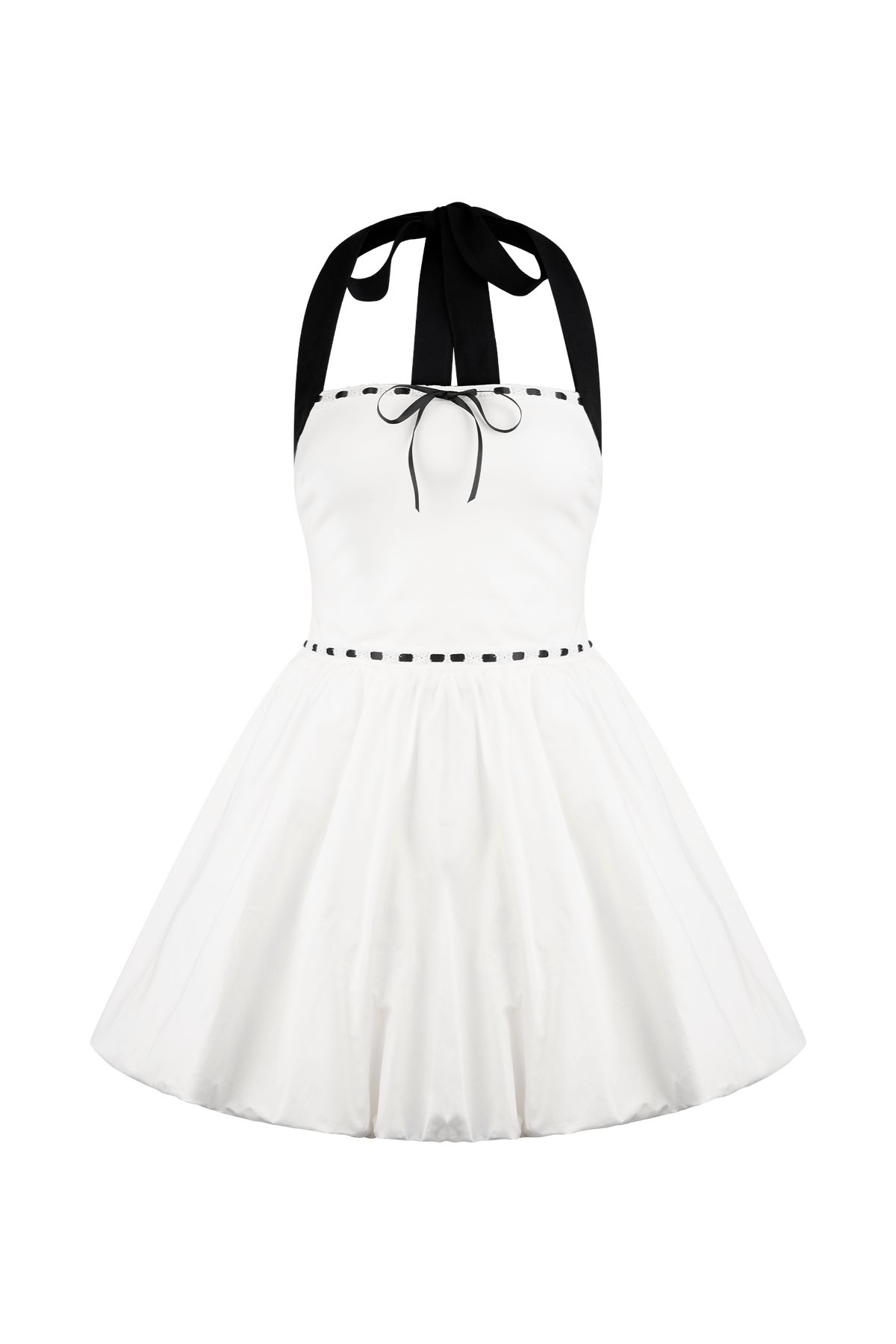 Queenie Halter Bubble Mini Dress - Black/White