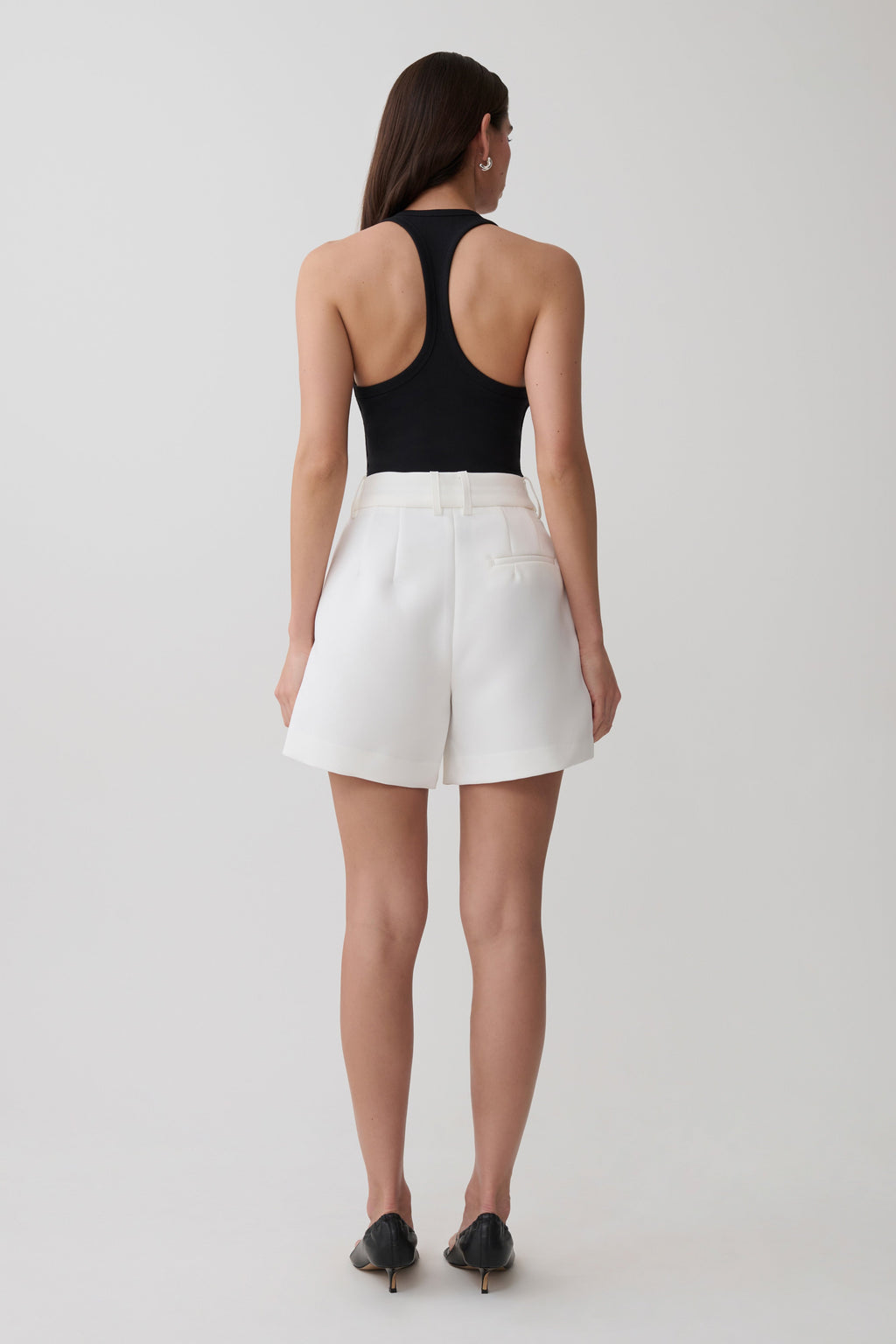 Dominique Pleated Suiting Shorts - Ivory