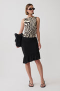 Polina Ruffle Midi Skirt - Black