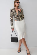 Polina Ruffle Midi Skirt - Ivory